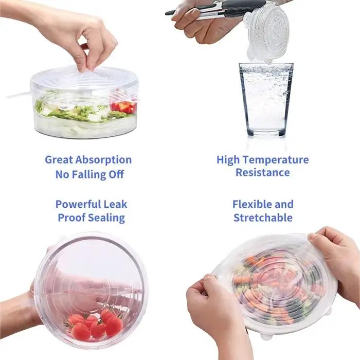 Couvercle en Silicone réutilisable, couvercles extensibles, couvercles hermétiques pour conserver le