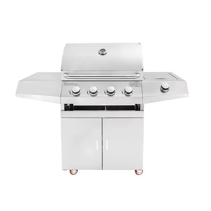 Cuisine BBQ Modulaire Extérieure Moderne avec Four à Gaz, Grill sans Fumée sur Chariot, Grilles de B