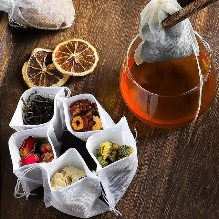 Sachets de thé jetables avec filtre, 100 à 2000 pièces, sachets de thé parfumés avec ficelle, papier