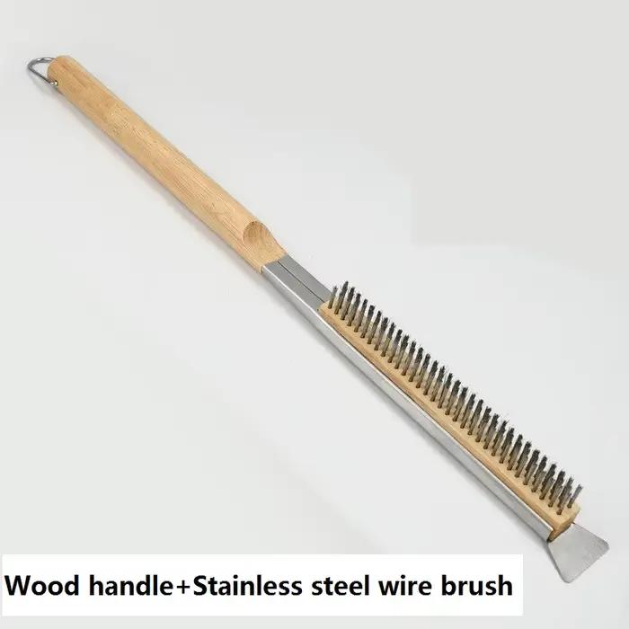 Brosse à pierre pour four à pizza avec raclette 21 pouces, pour nettoyer la pierre entre chaque cuis
