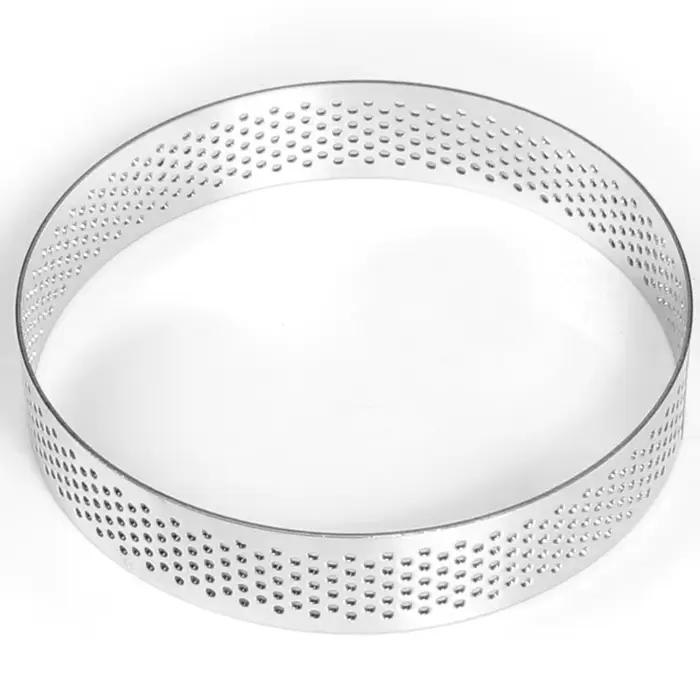 Moule à gâteau en Mousse en acier inoxydable, résistant à la chaleur, rond perforé, anneau à tarte, 