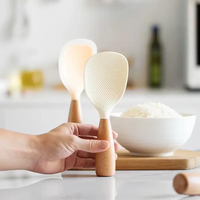 Cuillère de cuisine antiadhésive en Silicone, 1 pièce, Pot Anti-brûlure, riz, cuillère résistante au