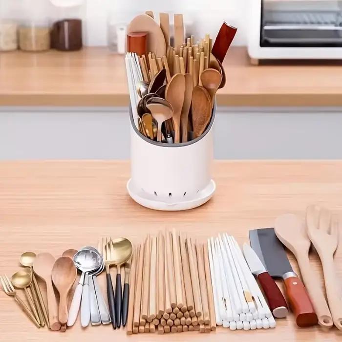 Tube de rangement de baguettes de cuisine avec plaque de vidange, support de rangement de vaisselle,