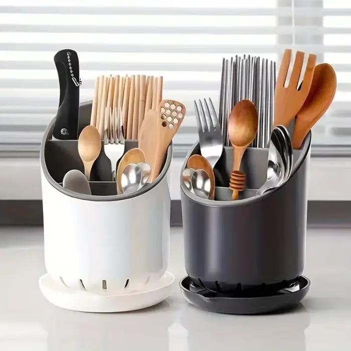 Tube de rangement de baguettes de cuisine avec plaque de vidange, support de rangement de vaisselle,