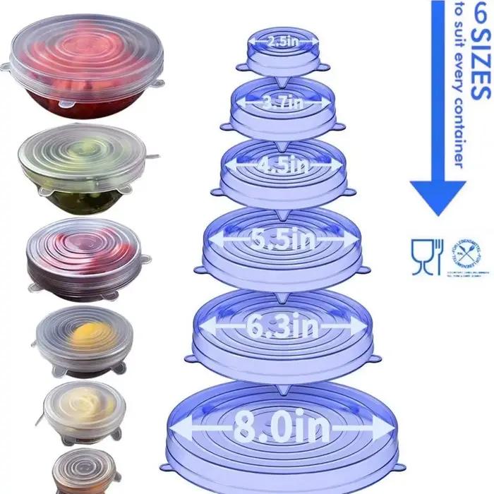 Couvercle en Silicone réutilisable, couvercles extensibles, couvercles hermétiques pour conserver le