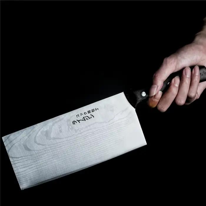 Couteau japonais en acier inoxydable, couteau de cuisine de Chef à motif damas, outil avec manche en