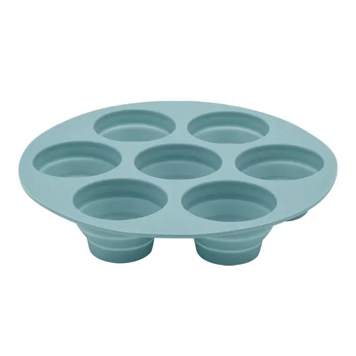 Moule à gâteau rond à sept trous en silicone, friteuse à air, moule de cuisson, poreux, qualité alim