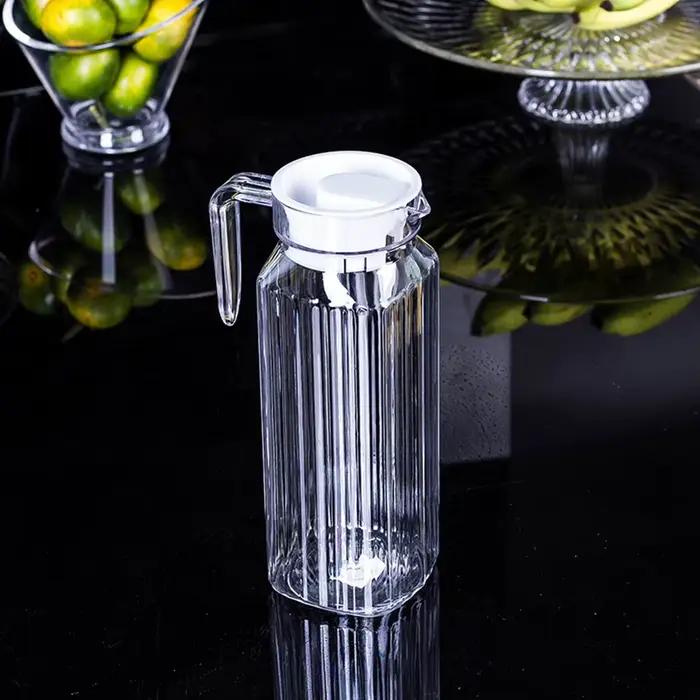 Pichet de jus d'eau de 1,1 l, bouteille transparente en plastique pour stocker des jus frais et des 