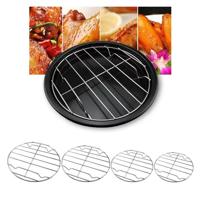 Grille de cuisson ronde en acier inoxydable, grille de cuisson antiarina pour barbecue en métal