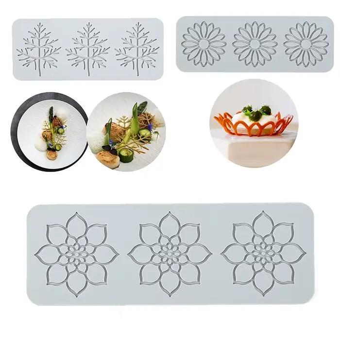 Moule à gâteau en Silicone en dentelle, 23 styles, feuille, fleur, motifs ronds, outil de décoration