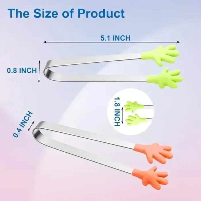 Mini pinces alimentaires en Silicone en forme de main, 5 pièces, pinces pour enfants de 5 pouces pou