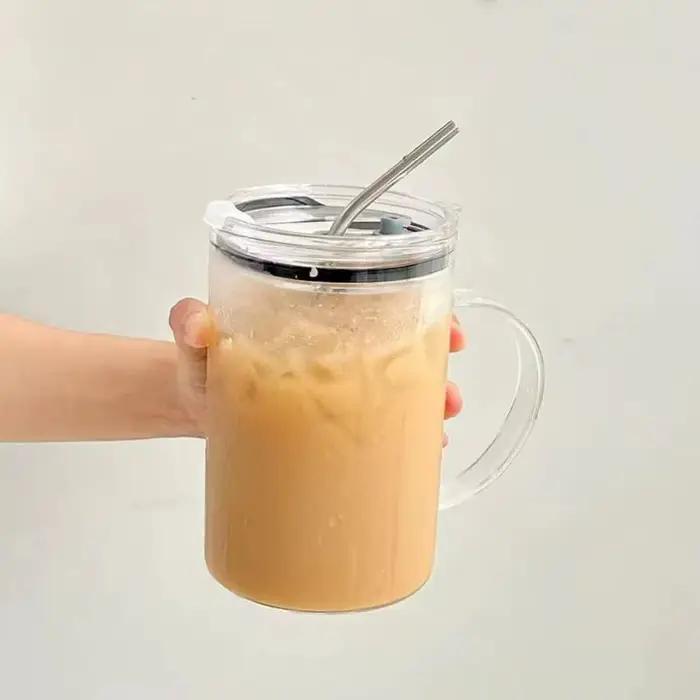 Gobelet en verre à boire de 1000ML, avec couvercle et paille, tasse à café, tasse en verre, tasse de