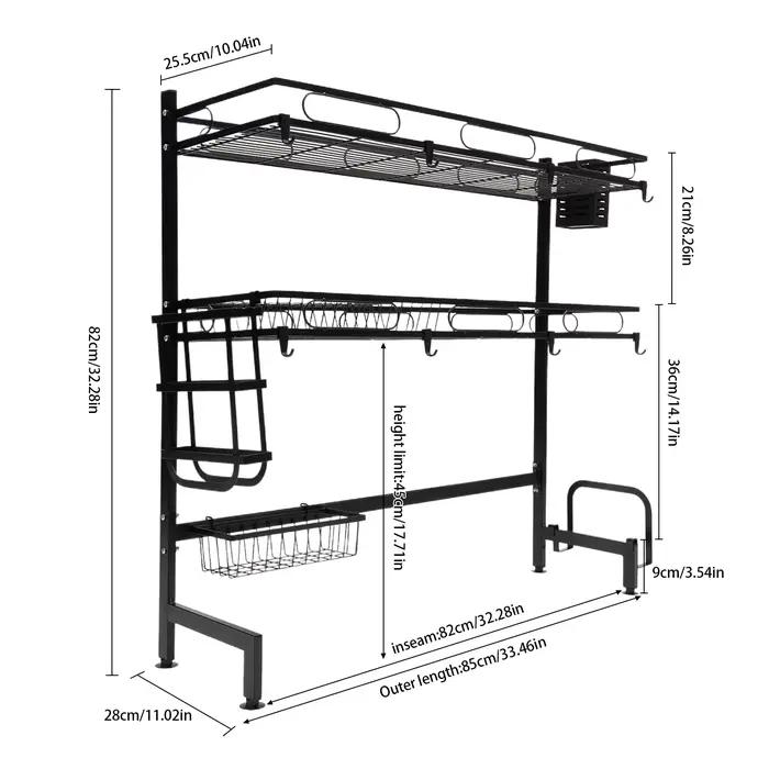 Vaccage de vaisselle au-dessus de l'évier à 2 niveaux T1, ouverture de proximité des couverts, étagè