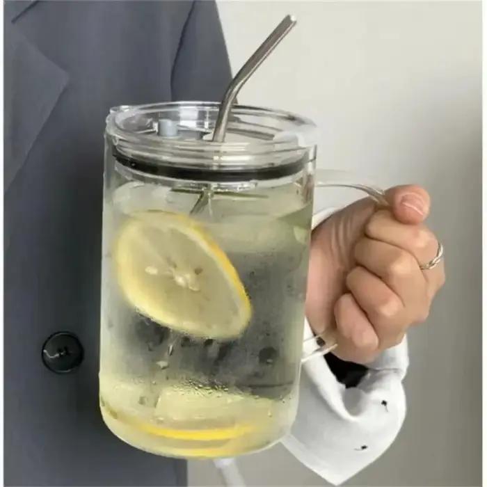 Gobelet en verre à boire de 1000ML, avec couvercle et paille, tasse à café, tasse en verre, tasse de