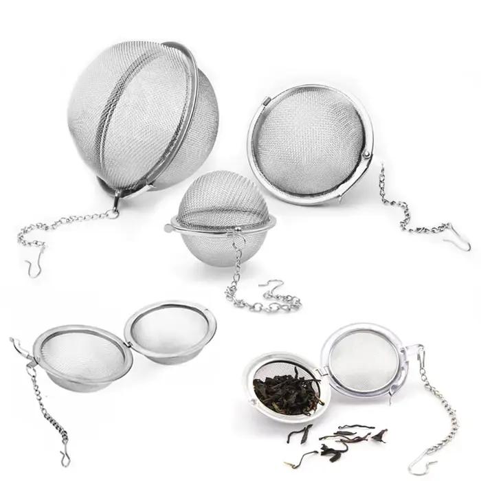 Boule de thé à épices en acier inoxydable, infuseur à thé, sphère de verrouillage, passoire à maille