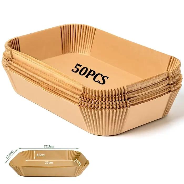 Papier rectangulaire jetable pour friteuse à Air, 50/100 pièces, tapis de cuisson pour friteuse à ai