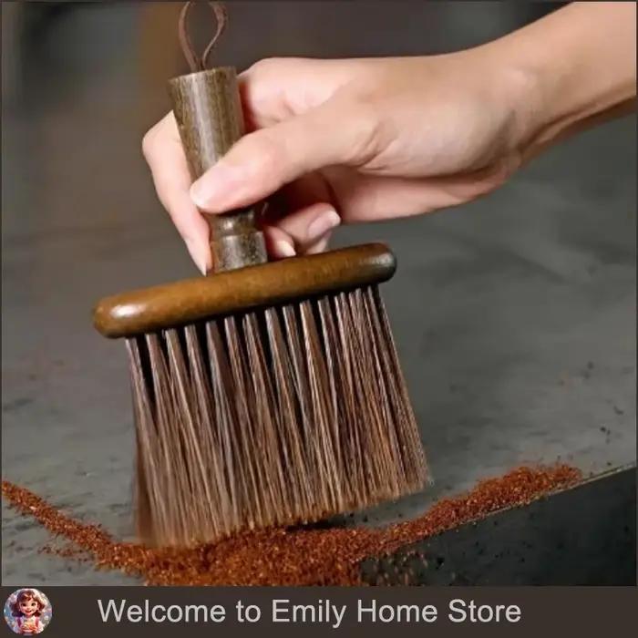 Brosse de nettoyage de sol de café, accessoires de dépoussiérage, brosse de moulin à café en bois, u