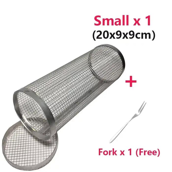 Panier de barbecue roulant-le plus grand panier à griller jamais, maille de gril ronde en acier inox