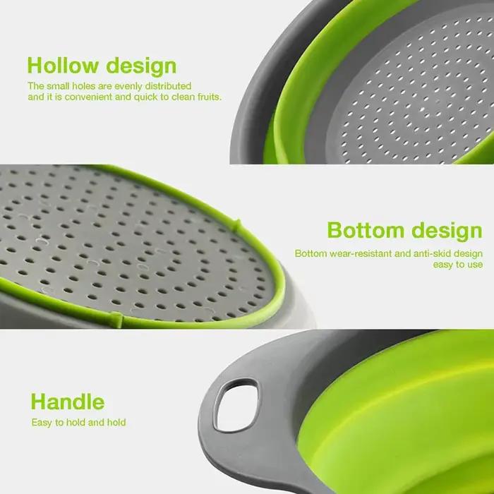 Panier de nettoyage et d'égouttage en silicone pour légumes et fruits, panier de nettoyage pliable 1