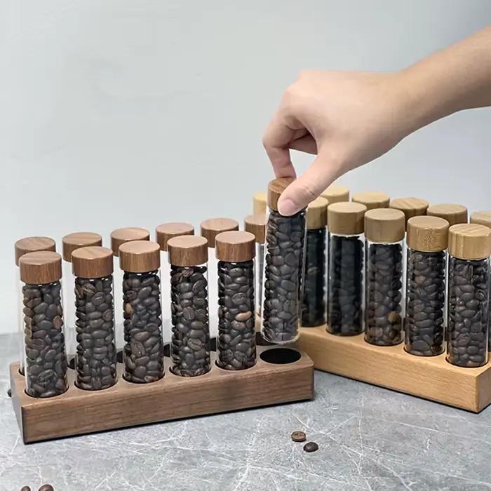 Conteneur de stockage de grains de café, présentoir de tubes, bouteille de thé en verre, doseur uniq