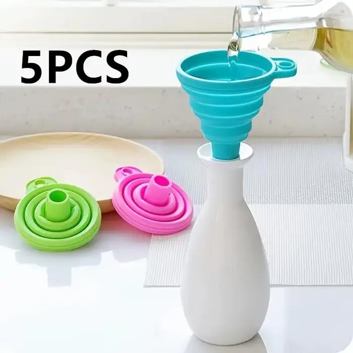 Entonnoir pliant en Silicone, multifonctionnel, Portable, Mini cuisine rétractable, fuite d'huile, d