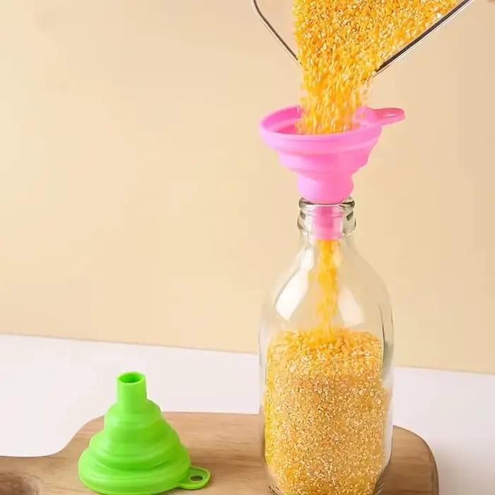 Entonnoir pliant en Silicone, multifonctionnel, Portable, Mini cuisine rétractable, fuite d'huile, d