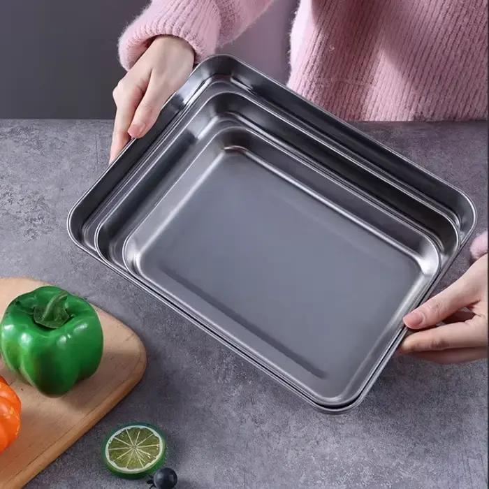 Plateau de cuisson en acier inoxydable pour barbecue et cuisson de gâteaux avec support métallique robuste pour grillades et préparation de brownies occasions spéciales