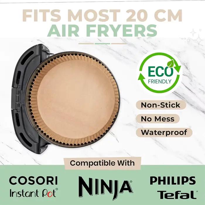 100 Pcs Papier de cuisson rond de 20 cm | Pour les friteuses à air Cosori