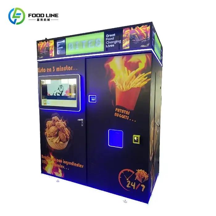 Distributeur automatique de frites et de poulet frit FOODLINE personnalisé à air chaud, machine de vente automatique multifonctionnelle avec écran tactile haute définition, système de paiement flexible pour espaces commerciaux, événements et lieux de loisirs