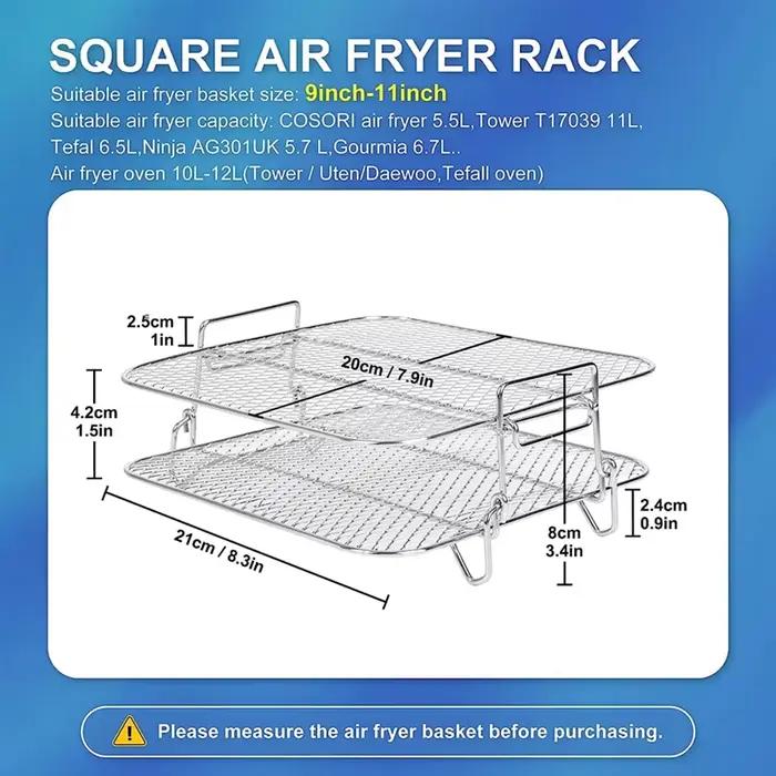 Grille à deux niveaux pour friteuse à air Cosori T1 acier inoxydable compatible friteuses à air grande capacité cuisine saine et savoureuse