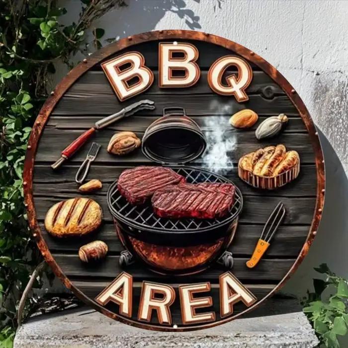 Plaque métallique ronde d'inspiration vintage pour barbecue
