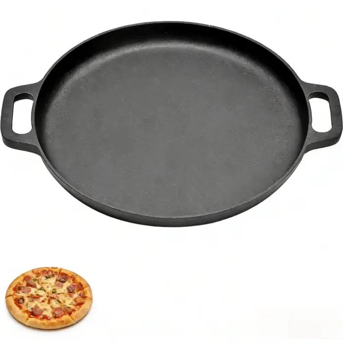 Poêle à frire ronde en fonte à double poignée