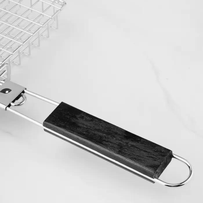Accessoires de barbecue : Panier de cuisson pliable multifonctionnel antiadhésif en acier au carbone