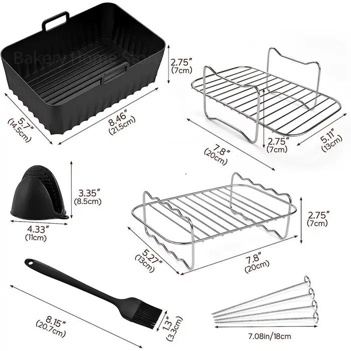 Ensemble d'accessoires pour friteuse à air ninja af400eu af300eu moule de friteuse à air en silicone double pile xl supports de gril pour friteuse à air 76l-95l occassions spéciales légumes grillés desserts moelleux
