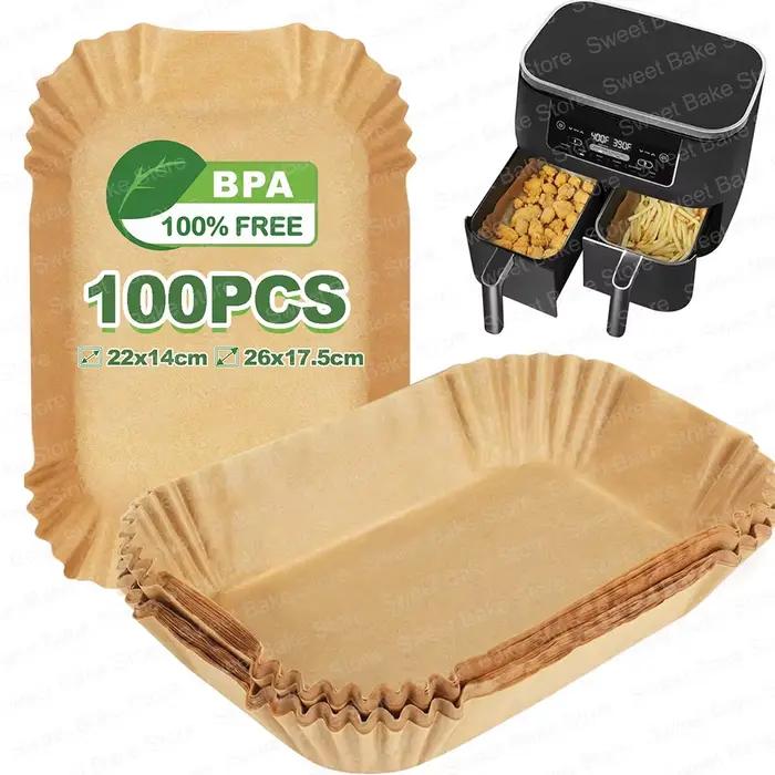 Doublures en papier parchemin jetables pour friteuse à Air rectangulaire 22x14CM