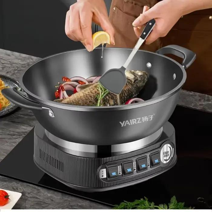 Wok Électrique En Fonte Cuiseur Vapeur Antiadhésif Multifonctionnel Taille 32 34 36 38 Occasions Spéciales Cuisine Familiale Plats Savoureux
