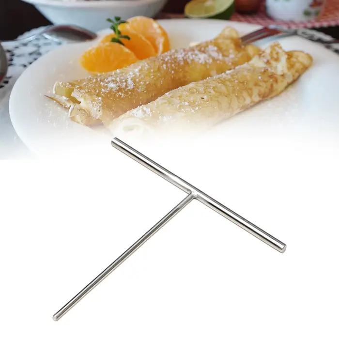 Épandeur de pâte en forme de T ustensile de cuisine en acier inoxydable pour faire des crêpes parfaites occasions familiales et gastronomiques ```