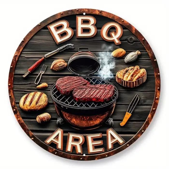 Plaque métallique ronde d'inspiration vintage pour barbecue