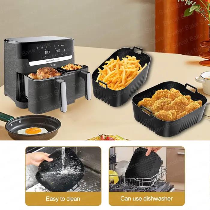 Moules de cuisson en silicone réutilisables pour friteuse à air chaud Tefal EY9018 Dual Easy Fry 5.2/3.1L Cecotec 5.5/3.5L Lakeland 5L/3L pour des plats sains et savoureux