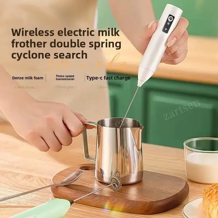 Mousseur à lait sans fil électrique type-c mélangeur à main en acier inoxydable Mini cafetière fouet
