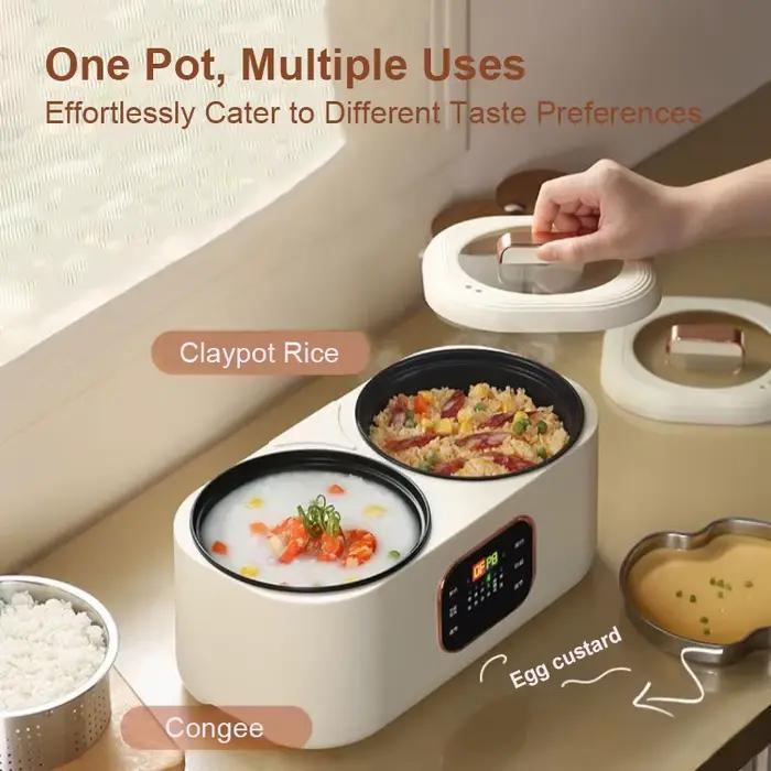 Cuiseur Électrique Multifonctionnel à Double Pot Intelligent pour Cuisiner à Riz Marmite Chaude Ragoût à la Vapeur Minuterie Soupe Occasions Familiales Amateurs Professionnels