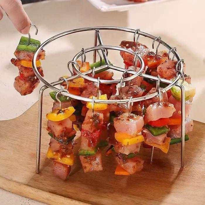 Grille de barbecue ronde en acier inoxydable durable pour friteuse à air