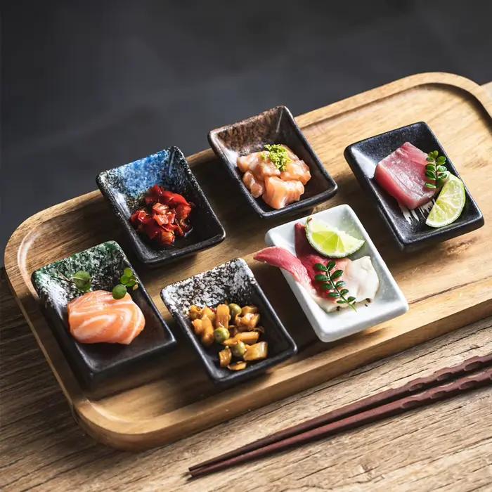 Petits bols rectangulaires en céramique pour sauce soja japonaise