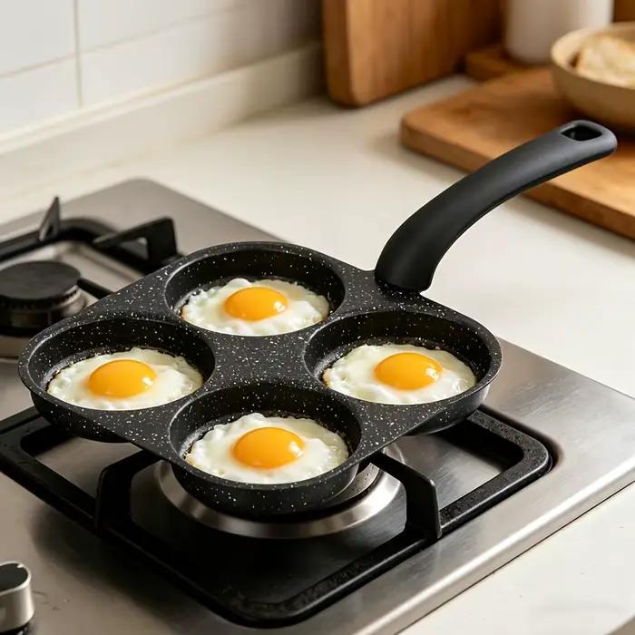 Poêle antiadhésive 4 tasses pour œufs et crêpes