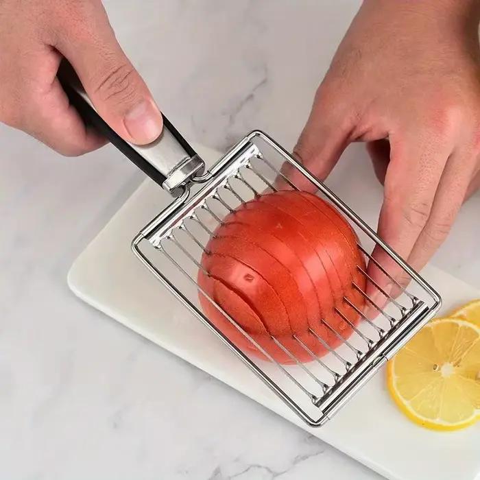 Nouvelle trancheuse à tomates en acier inoxydable - Machine manuelle de découpe de légumes et de fruits