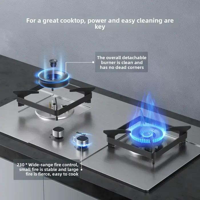 Cuisinière à gaz SUPOR en acier inoxydable à double brûleur pour la maison