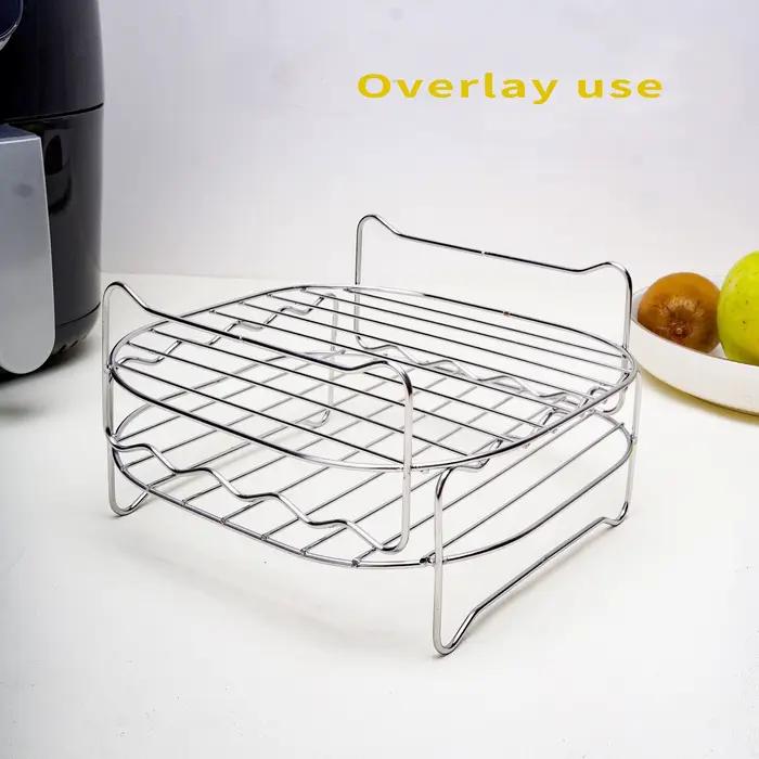 Support polyvalent rouge double couche pour friteuse à air avec brochettes pour grills et shish kabobs occassions spéciales