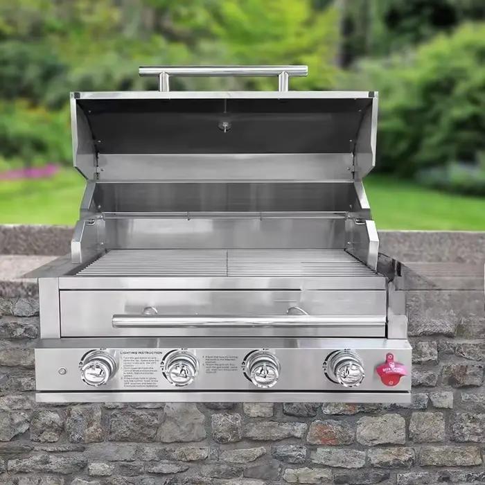 Grand gril extérieur à gaz et au charbon de bois pour les fêtes avec contre-grill