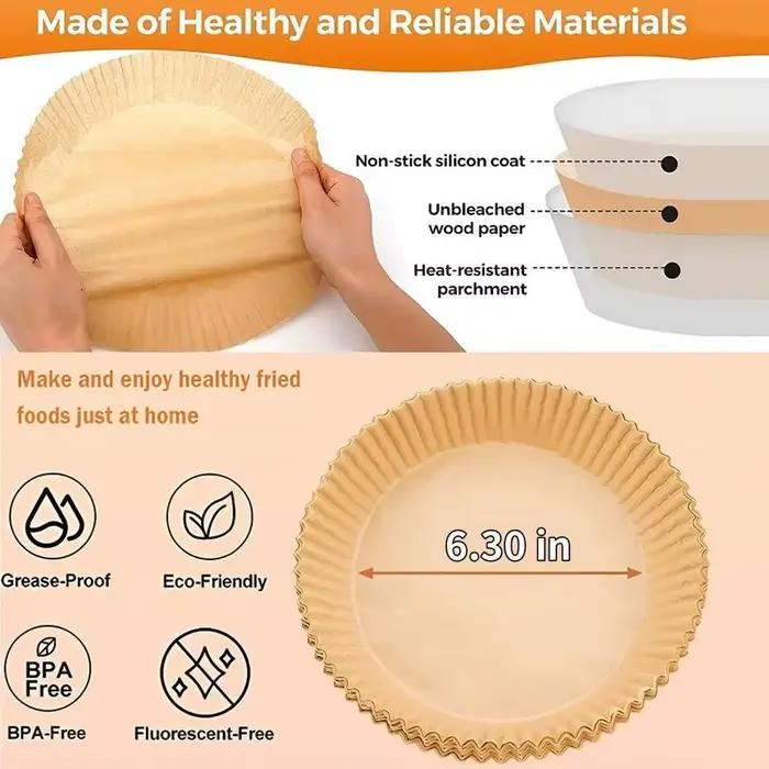 Papiers de cuisson jetables pour friteuse à air - 100 pièces