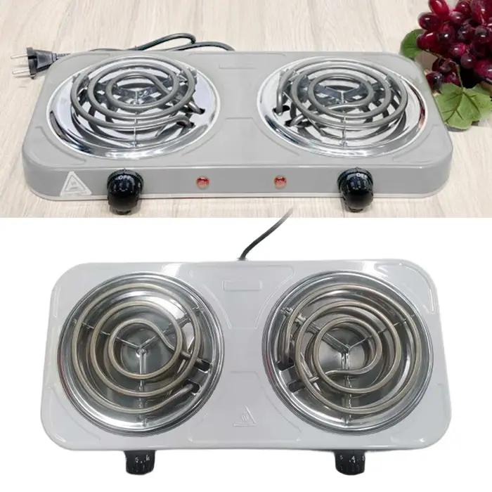 Table de cuisson électrique double brûleur en acier inoxydable avec thermostat pour une cuisson précise et facile à nettoyer pour la cuisine domestique